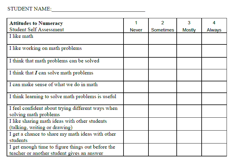 Student Individual Math Survey