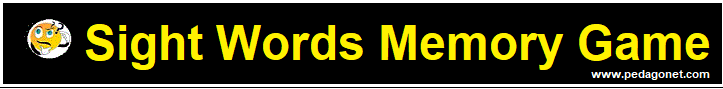 Sight Words Memory Game