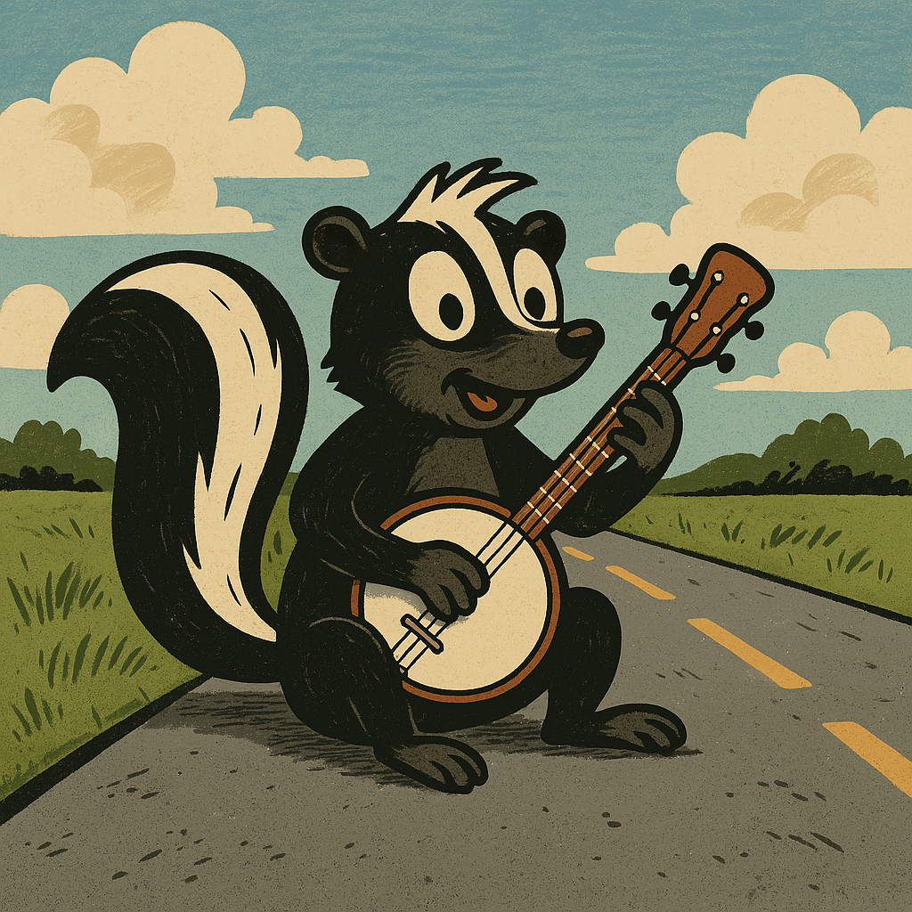 Skunk with banjo