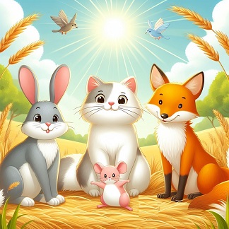 Renard, lapin, chat, souris
