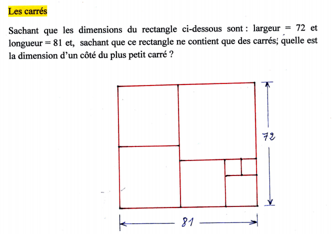 dimensions du carre